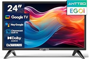 Antteq Smart TV 24 Pollici (62cm) EGOi Series Google TV con Bluetooth,Assistente Vocale,Compatibile con Store per app,YouTube, Netflix,2024