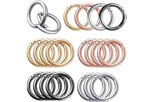 BIKASUN 20PCS 28mm Rond Mousqueton, Snap Ressort Anneau Boucle Alliage De Zinc Trousseau Crochet Clips pour Sacs, Sacs à Main, Porte-clés, Travaux Manuels, Argent, Or, Noir, Or Rose