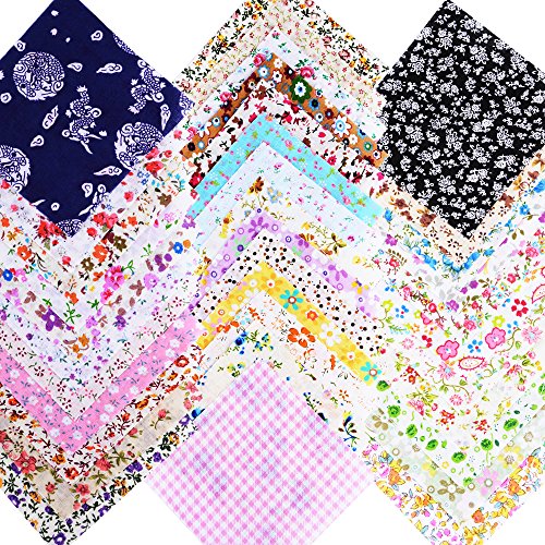 (100% Baumwolle) 100 Stück Patchwork Stoffe 10 x 10 cm Bunte Baumwollstoff Set Stoffpaket DIY Baumwolltuch Stoffreste Paket Stoffpakete in zufälligen Muster und Farbe - 2