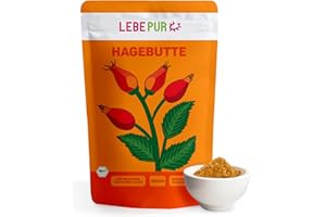 ‎LEBEPUR Lebepur BIO Hagebuttenpulver 1kg | aus biologischer Landwirtschaft | 100% ganze Hagebutte gemahlen | schonend getrocknet | rückstandskontrolliert | glutenfrei und laktosefrei | laborgeprüft