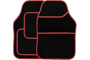 STREETWIZE ACCESSORIES Streetwize SWBCMR Velour Car Floor Mat Set of 4, Anti-Slip Car Mats - Car Interior Accessory (Red/Black)