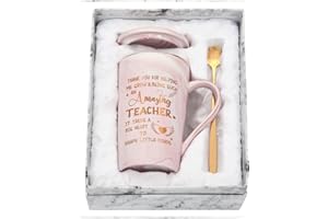 Joymaking Teacher Gift Coffee Mug Best Teachers Gift Idea Mug - Thank You for Helping Me Grow - Thank You Gifts for Teacher Birthday, Christmas Gifts, 14 Oz Teachers Gifts Mug, Pink