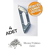 Dereceli K&ouml;şe G&ouml;nye B&uuml;y&uuml;k Metal Bağlantı Aparatı, 154x62x68 mm, 2 mm Kalınlık, Montaj Vidaları Dahil, 4 Adet