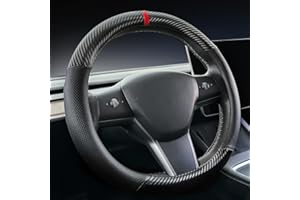 Carodi Carbon Fibre Leather Car Steering Wheel Cover for Tesla Model 3 / Model Y Steering Wheel Cover