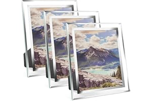 Cinnani Cornice Foto 20 x 25, Cornice Trasparente set di 3, Argento in Vetro, Cornice Personalizzata Con Foto per Casa, Ufficio, Matrimonio, Regalo