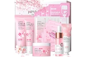 IZBEAUVO Sakura Skin Care Sets & Kits, Girls Pamper Set, Face Care Sets For Women, 20PCS Teenage Girls Gifts - Cleanser, Serum, Eye Cream, Face Cream, Hand Cream, Sleeping Mask, Mud Mask - Japanese Skincare