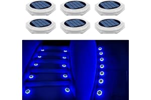YiLaie Luci Solari Giardino Esterno, Faretto LED da Esterno Solare IP68 Impermeabile Auto On/Off Lampade Solari da Giardino per scale, marciapiedi, patio,Luce Blu, Esagono (6 Pack)