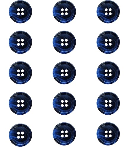 Knopfparadies 15er Set Kunststoff Knöpfe - Dunkelblau Mit Mittelblauer Ader 20mm