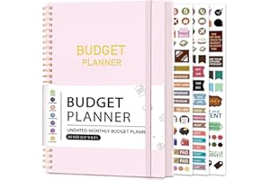 KMQOY Budget Planner - Monthly Budget Book 2025 with Expense & Bill Tracker - Undated 12 Month Financial Planner & Account Book Organizer to Take Control of Your Money - Pink