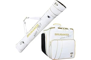 BRUBAKER - Set de Ski 'Grenoble' - Sac à Chaussures de Ski & Housse à Skis - pour 1 Paire de Skis, bâtons, Bottes & Casque - 170 cm - Blanc/Doré