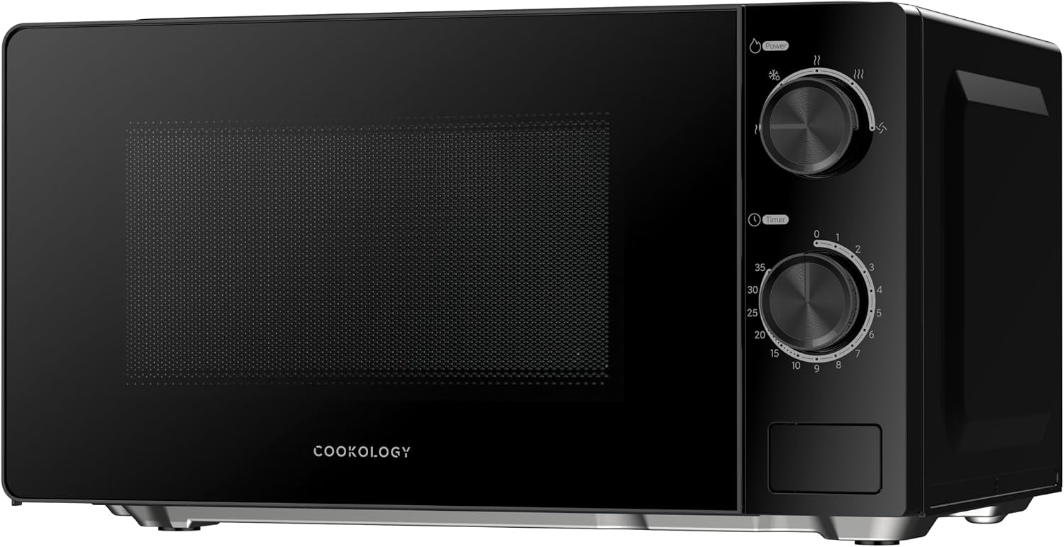 Cookology Freestanding 20L Microwave - 700W Power - 24.5cm Turntable - 5 Power Modes & Easy-to-Use Dial Timer - Quick Defrost Setting - Black