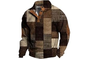 NNGOTD Men's Sweatshirt 1/4 Zip Pullover Casual Long Sleeve Sweat Shirt 3D Print Quarter Zipper Stand Collar Jumper Patchwork Turtleneck Sweatshirts Winter Warm High Neck Sweater