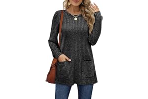 Aokosor Long Sleeve Tops Women Lightweight Jumpers Ladies Sweatshirts with Pockets