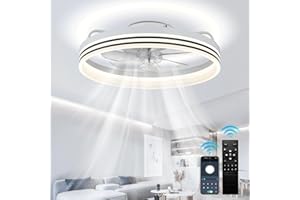 Cainjiazh Ventilatori da soffitto con luci Ventilatore da soffitto a incasso con luci e telecomando di vento profilo Fandelier LED per camera da letto, camera dei bambini e soggiorno (bianco)