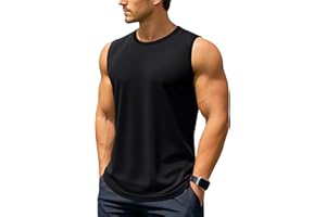 TACVASEN Men's Vests UPF 50+ Cotton Workout Tank Top Gym Wear Summer Running Shirts Quick Dry Gym Top