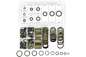 DAIRYCOF Ø 6-24 mm ölablassschraube dichtung,180 Stück dichtungsringe set,o ring sortiment Hydraulik Dichtringe mit Gummilippe,10 Größen Bonded Seal Dichtring