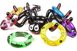 LLUOXI Inflatable Spider Hat Ring Toss Game Set - 8 Ring Halloween Party Toys for Kids & Adults, Family Halloween Fun Game Toys Indoor Outdoor