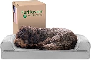 Furhaven Refroidissement Gel Infusé en Mousse à mémoire Dessus Lit pour Chien Canapé pour Chiens et Chats