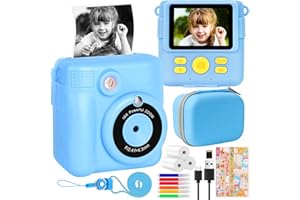 XTOERBUY Instant Print Camera for Kids,Christmas Birthday Gifts for Girls Boys Age 3-12, HD Digital Video Cameras for Toddler, 16x Digital Zoom, 2.4" Screen with Storage Bag,32GB SD Card (Blue)