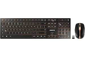 CHERRY DW 9000 SLIM, ensemble clavier et souris sans fil, Disposition EU, clavier QWERTY, piles rechargeables, Mécanisme à ciseaux SX, frappe silencieuse, Noir bronze