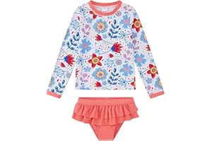 1STRUNANDUP Bambine Costume da Bagno Manica Lunga Tankini UPF 50+ Protezione Solare Ragazza Rash Guard Set 3-8 Anni