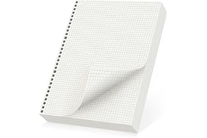 Yarotm Recambio Hojas Cuadriculadas A4-90 Papel Perforadas 30 Agujeros de Cuadriculados 5mm - 100GSM Refill Paper para Anillas 29x21cm - Recambios de Hojas para Archivador Carpeta