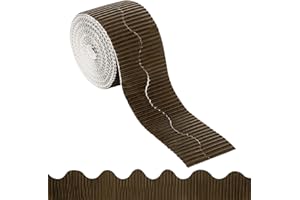 COPBOPWN 15M/Rolls Corrugated Display Borders for School Classroom Decorations Brown Border Rolls for Displays Border Roll Corrugated Backing Paper for Wall Displays School Wallpaper Borders (Coffee)