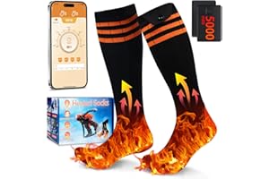 CUBTEM Calze riscaldabili, 2024 Nuove 5V 5000mAh ricaricabili con app, Riscaldamento a 360° – Per uomini/donne, esterni, campeggio, escursionismo, sci e caccia