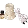 Pure Source India Ceramic Electric Aroma Diffuser for Home, Off White - (10 ml Lemon Grass Fragrance)