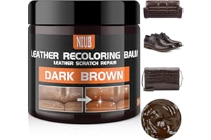 NIUB Kit di Riparazione per Pelle - Crema di Riparazione in Pelle per Divani, Sedili Auto, Scarpe e Giacche - Ripara Graffi, Crepe e Strappi - Ricolorante e Rinnovatore per Pelle - Marrone Scuro