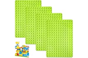 UOCAI Lot de 4 grandes plaques compatibles Duplo 25,5 x 19 cm - Plaque Lego - Blocs de serrage - Vert - Pour filles et garçons