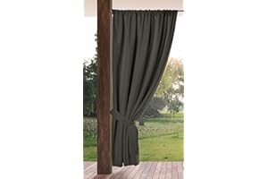 Eurofirany GARDEN Outdoor Curtain with Rod Pocket - 1 pc. Sun Protection, Privacy Screen, Windproof, Waterproof Curtain for Patio, Gazebo, Pergola, Porch, W61 x L79, Graphite