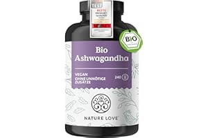 ‎NATURE LOVE NATURE LOVE® Bio Ashwagandha - 240 Kapseln - Hochdosiert mit 1950mg je Tagesdosis - Hochwertiges indisches Ashwagandha - Laborgeprüft, vegan, in Deutschland produziert