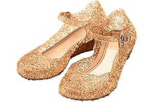 Little-Peach L-Peach Sandalias de Princesa Para Ninas Disfraz Para Halloween Fiesta Cumpleanos Navidad, Oro, EU29/CN31 18cm,