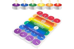 DECO EXPRESS Teelichter Großpackung, 24, 25, 50, 100 oder 200 Teelichter Lange Brenndauer 4, 8 oder 10 Stunden (Mehrfarbig, 24/4 Stunden)