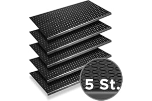 Nova Forma Gummi Stufenmatten Coin - 5er Set je 25x75 cm - ideal für außen - Rutschhemmende Treppenstufen Matten - Treppenauflagen selbstklebend & wetterfest