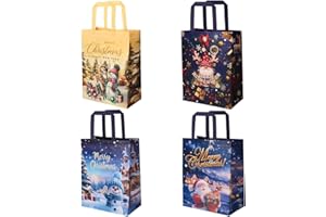 HJYODY 4pcs Christmas Bags for Gift Wrapping : Large Capacity Gift Bag Shopping Bags - 16.2x11.8x6.3 inches Reusable Non-woven Fabric Gift Bags with Handle