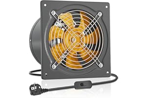 HG Power Ventilatore da 250 mm, 1680 m³/h, silenzioso, con valvola di ritorno, potente ventilatore da parete con spina europea per cucina, bagno, garage, piano inferiore