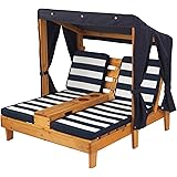 KidKraft Sdraio da Giardino per Bambini in Legno, Doppio Lettino Prendisole con Tettuccio Parasole e Cuscini, Mobili per Giar