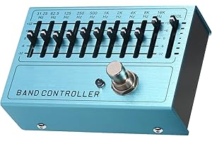 SHUAIGUO EQ pedal, 10-Band EQ Guitar Effect Pedal, Mini Electric Guitar Equalizer EQ Pedal with True Bypass for Guitar Bass, Aluminum Alloy Body - BAND CONTROLLER