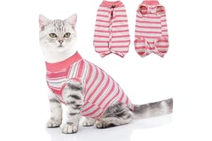 ASENKU Body Chat Post Operatoire Stérilisation Femelle/Male, Cat Recovery Suit après Chirurgie,Combinaison de Récupération pour Chat Anti Léchage Convient Plaies Abdominales Maladies,Rose, M