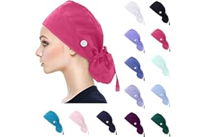 Sonnena Gorro para Hombres y Mujeres con Botón Flor Corbata Algodón Gorros Pascua Sombrero para Pelo Largo Corto Gorro de Trabajo