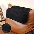 Beeveer Sherpa Head Recliner Pillow Head and Neck Pillow for Recliner Chair with Storage Pocket Neck Relief and Cervical Support for Travel Home Sofa Armchair 23.6 x 15.7 Inch(Black)