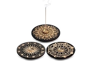 Suuwwn Räucherstäbchen Halter,3 Pcs Räucherstäbchen Halter Holz,Incense Holder,Incense Burner, Halterung mit Asche-Auffangschale, ideal für Heimdekoration, Meditation (Schwarz)