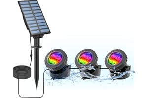 ‎CORESLUX CORESLUX Solar Pond Lighting, Outdoor Diving Spotlight, Adjustable Underwater Lights, RGB Colour Changing IP65 Waterproof, Auto On/Off Garden Spotlight, Landscape, Outdoor Lighting (3 Pieces)