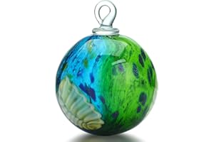 QFkris 4" Hanging Gazing Balls for Gardens Decorative Outdoor Hand-Blown Glass Ornament Friendship Balls Witch Ball