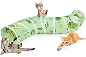 Hedgeink Tunnel pour Chat en S–Tunnels de Jeu avec Jouets, Tunnel Pliable pour Chat d’Intérieur, Lapin, Cochon d’Inde, Furet, Hamster, Chiot, Chaton