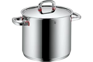 WMF Premium One Pentola alta con coperchio 24cm, capacità 8,L, acciaio inox, manici Cool+, adatta a induzione, Made in Italy