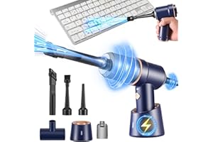 JUDAVRY Mini Aspirateur de Voiture, Puissant Aspirateur à Main 3 en 1 avec Base de Charge Sans Fil, Souffleur de Poussière 120W pour Intérieur de Voiture, PC, Clavier, Bureau, Maison, Portable et Léger