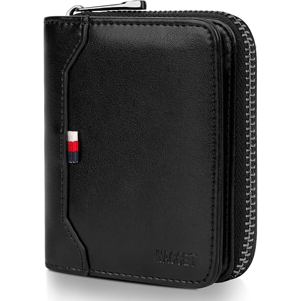 LEAS Banktasche Aus Echtleder Mit RFID-Schutz – Schwarz, 2 Reißverschlussfächer, 2 Kartenfächer